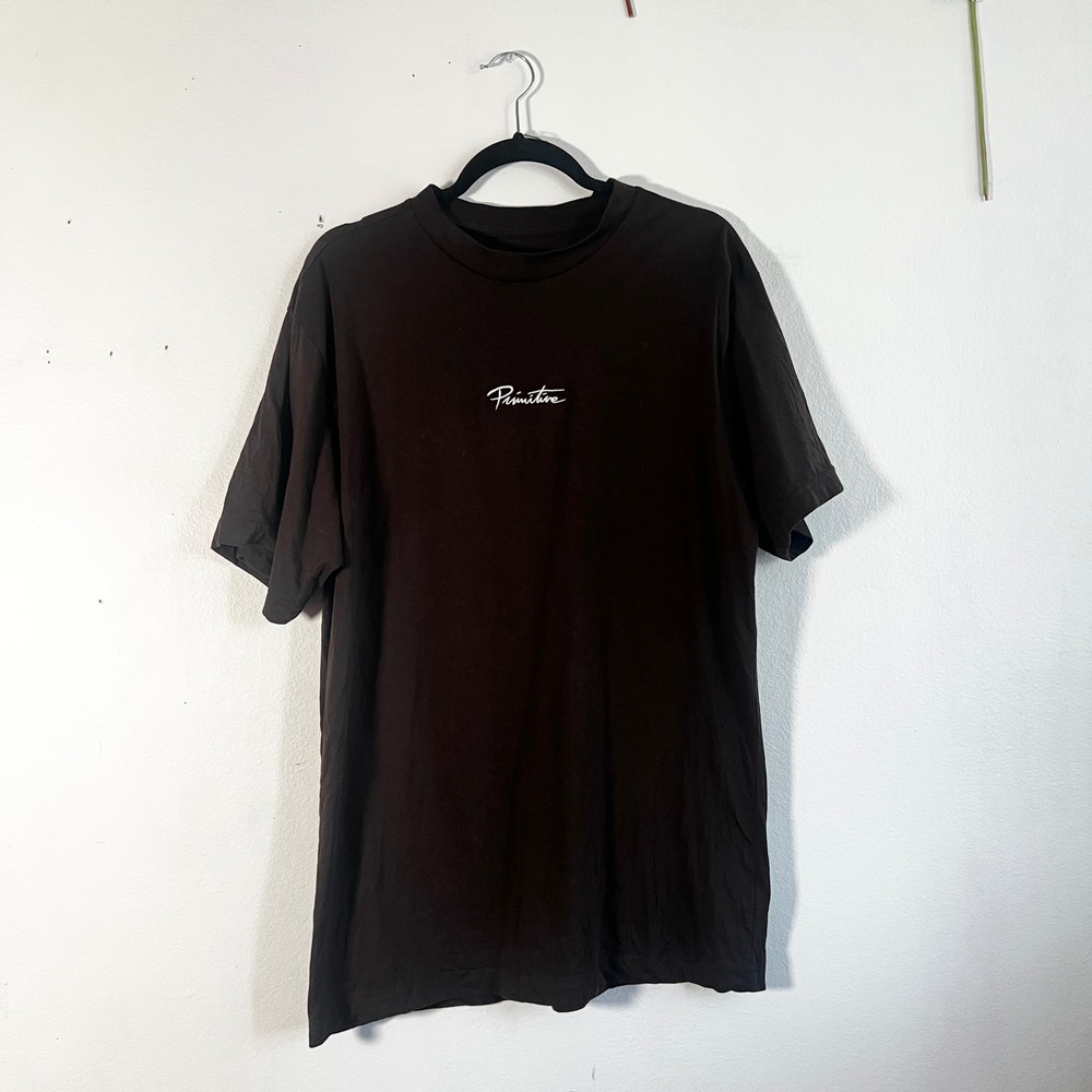 Primitive T-Shirt Mens Large Brown Skateboarding Logo Short 100% Cotton
